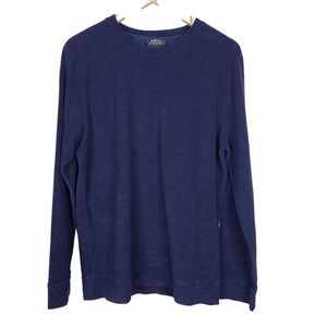 A.P.C. Sweater Mens XL Blue Cotton Lyocell Lightweight Crewneck Knit Pullover